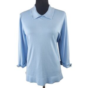 Calvin Klein Woman’s Light blue collared tight knit sweater size L
